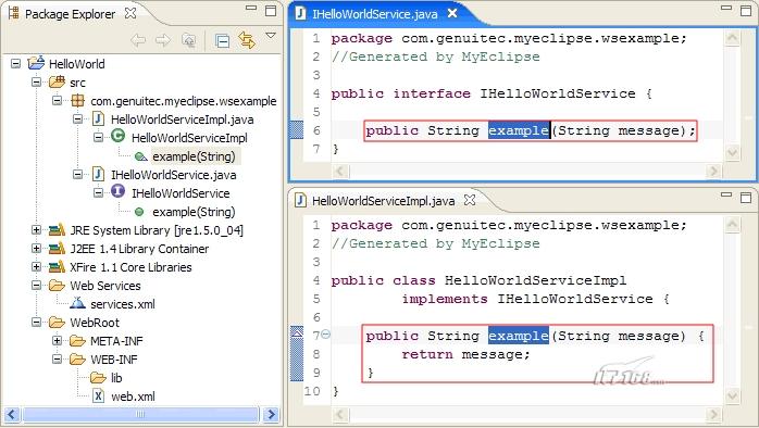 MyEclipse java+xfire webservice