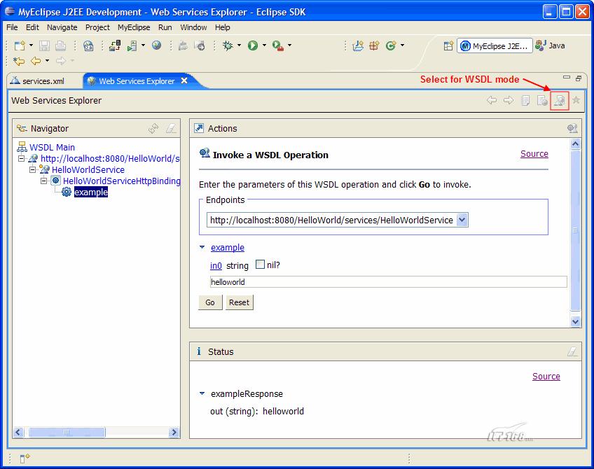 MyEclipse java+xfire webservice