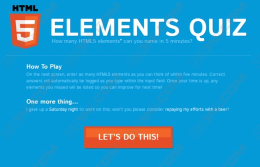 һߵHTML5Ԫ : HTML5 Element Quiz