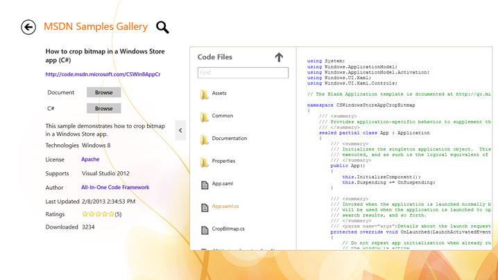 ΢Sample Browser for Windows 8棺ǧʾ룬"ֿɼ"