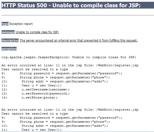 org.apache.jasper.JasperException: Unable to compile class for JSP:ô