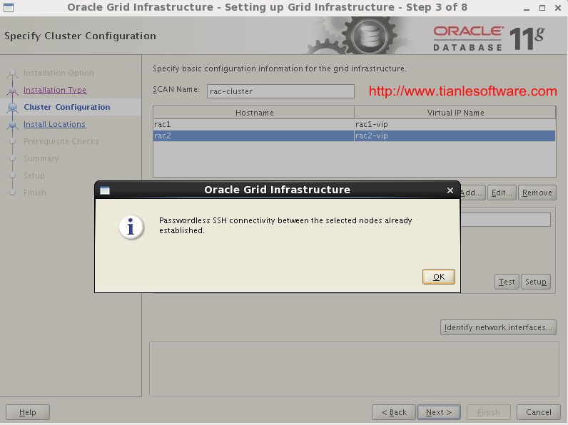 Oracle 11g RAC INS-06006 Passwordless SSH connectivity not set up between the following node(s) 취