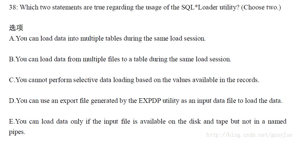 [ÿһ]  11gOCP 1z0-052 :2013-09-7   The usage of the SQL*LOAD utility.A38