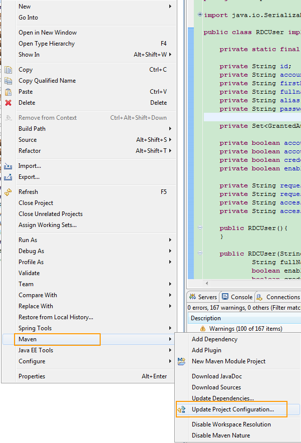 eclipse maven쳣Project configuration is not up-to-date with pom.xml. Run proje