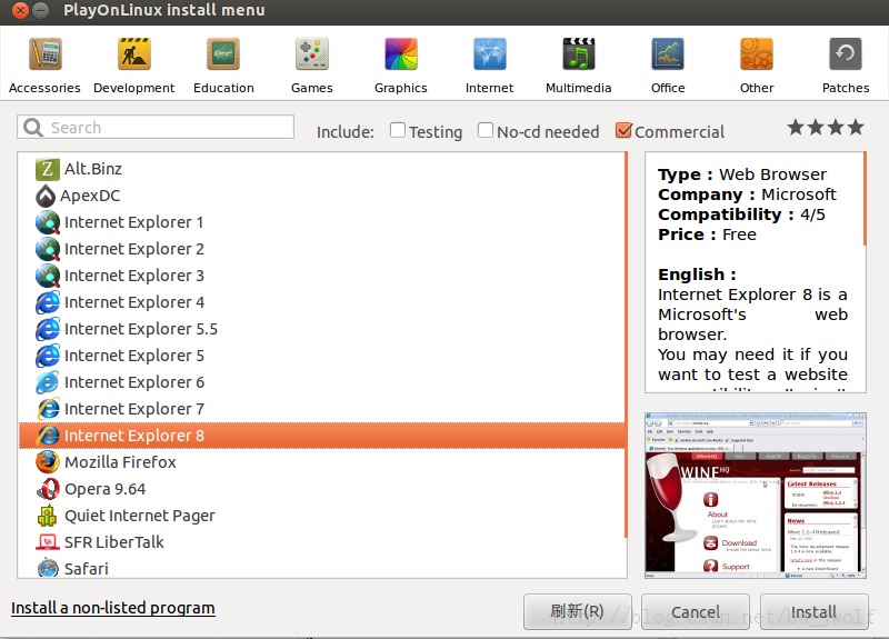 ubuntu12.04װIE8playOnLinux)