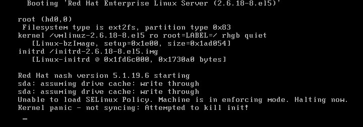 linux ں쳣selinux Kernel panic -not syncing:Attempted to kill init