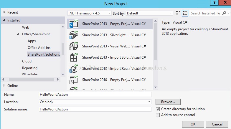 VS2012 SharePoint 2013 ʽworkflow action(activity)֮ HelloWorld