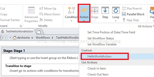 VS2012 SharePoint 2013 ʽworkflow action(activity)֮ HelloWorld