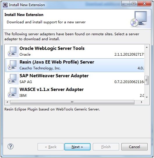 Eclipse Marketplace װresin server