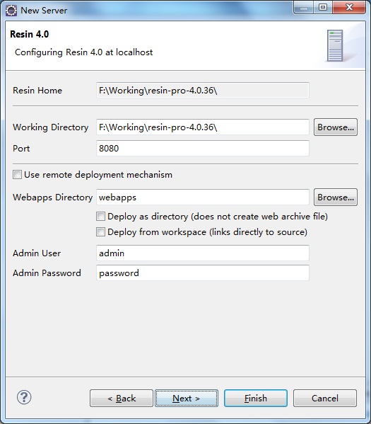 Eclipse Marketplace װresin server