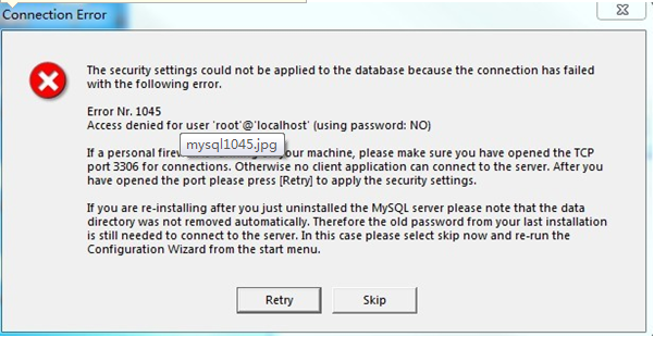 mysqlװerror Nr.1045