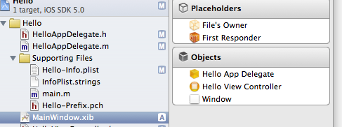 xcode4.2Ӧxibhello world (MainWindow.xib)