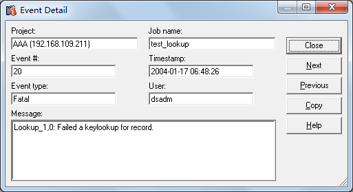 DataStageй֮һFailed a keylookup for record