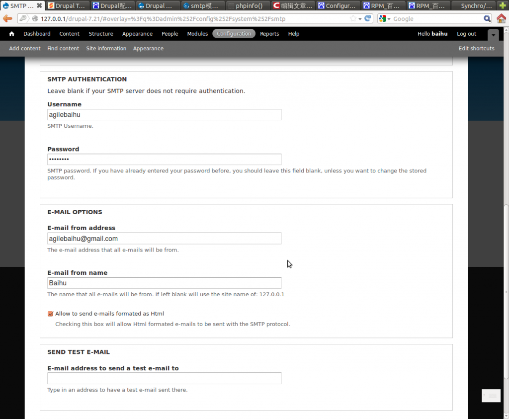 Drupal7 Note-1:smtpģ+Gmailｨʼ͹