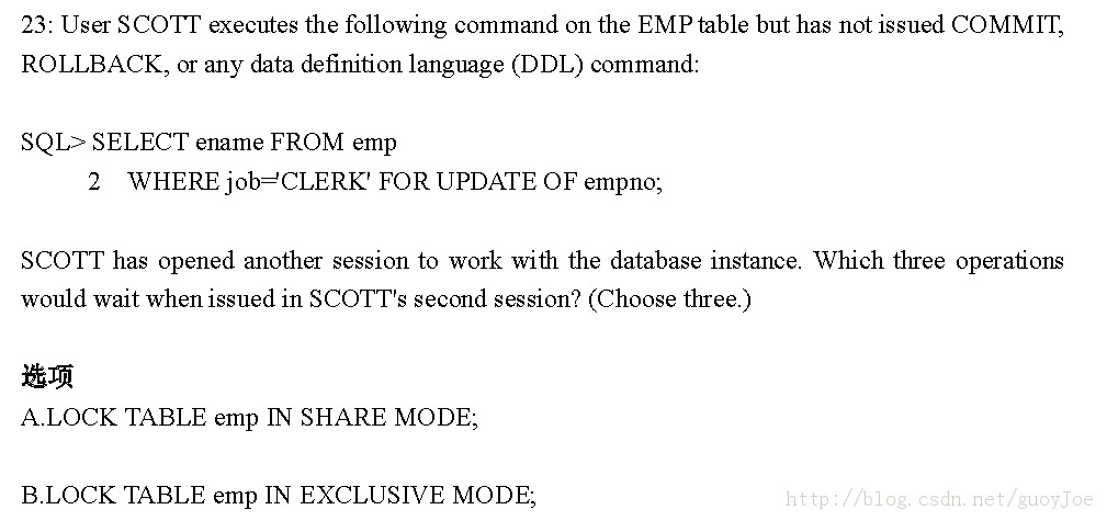 [ÿһ]  11gOCP 1z0-052 :2013-09-25  Lock DDfor update.C23